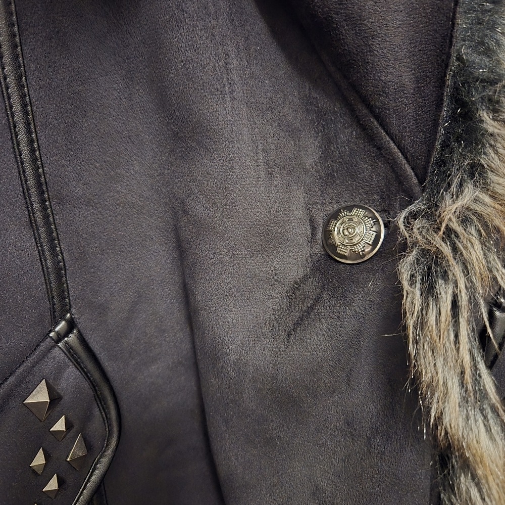 Novelti  Penny Lane Jacket Faux Suede  Faux Fur Trim & Studds Small - Picture 6 of 12